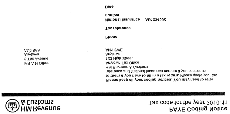 Specifické číslo daňového poplatníka (UTR) Číslo UTR je možné nalézt na přední straně daňového přiznání (formulář SA 100), jak je patrné z následujícího příkladu: UTR () Číslo UTR lze rovněž nalézt