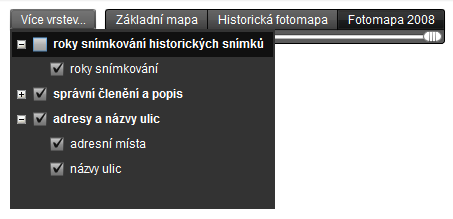 Tlačítko Více vrstev... umožňuje uživateli pomocí zaškrtávacích políček volitelně vypínat či zapínat další vrstvy. 6.