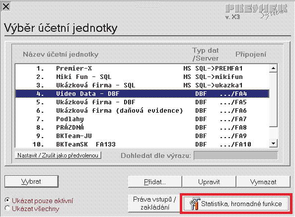 Po zaškrtnutí této volby se IS PREMIER zablokuje, že znemožní jakémukoli uživateli přístup. Supervisor tak může v klidu provádět aktualizaci programu bez obav, že se do systému někdo přihlásí.