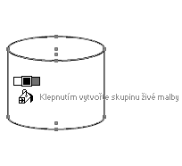 To samé opakujte na pravé straně elipsy. Vyberte nástroj Výběr (Selection) ( ) a táhněte myší přes tyto tvary, tvary se tak vyberou. Poté zvolte položku nabídky Objekt (Object) Seskupit (Group).