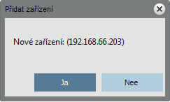 Klikněte na tlačítko "Yes" pro navázání spojení mezi zařízením a programem. Zařízení se na stránce objeví jako připojené.