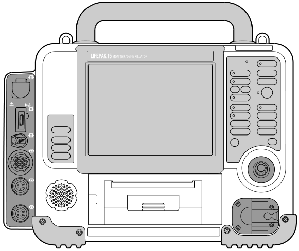 ZÁKLADNÍ POPIS 3 Čelní pohled Obrázek 3-1 ukazuje monitor/defibrilátor LIFEPAK 15 zepředu. Přední strana přístroje je popsána v následující částech.