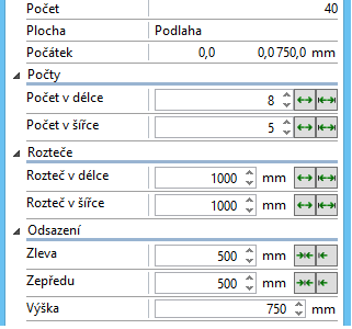 Editace vlastností pravidelně rozmístěných objektů Rozmístění sítí výpočetních bodů a pravidelných soustav svítidel v oblasti (nejčastěji místnosti) lze modifikovat pomocí výše uvedeného seznamu