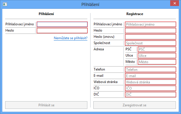 Přihlašovací dialog Pokud už na našem webu jste zaregistrován, stačí se přihlásit, v opačném případě je třeba se zaregistrovat.