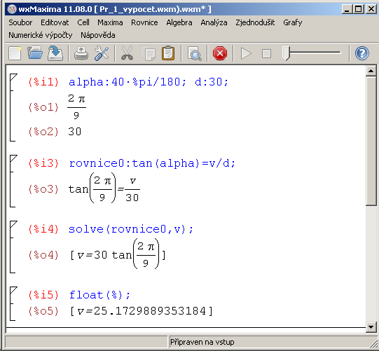 Konfigurace programu wxmaxima můžeme měnit parametry písma v jednotlivých komponentách programu. To nám umožní například zvětšit písmo před použitím programu na interaktivní tabuli. 2.