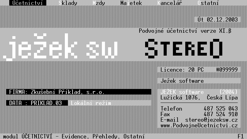 Popis pracovní plochy Pracovní plocha programu STEREO je rozdìlena na tøi základní èásti, jejichž obsah se pøi procházení programem mùže mìnit. Jsou to: A1 A2 Menu pøíkazù slouží k ovládání programu.