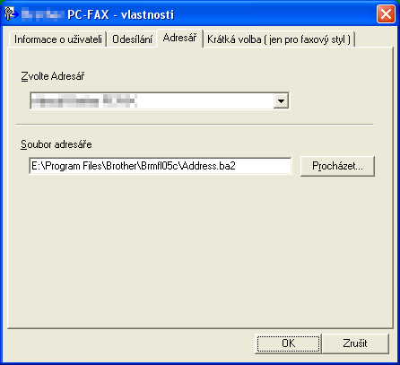 Program PC-FAX (pouze SP 1200SF) Adresář 5 Máte-li na počítači nainstalován program Outlook nebo Outlook Express, můžete ve složce Adresář zvolit, který adresář budete používat pro odesílání PC-FAX.