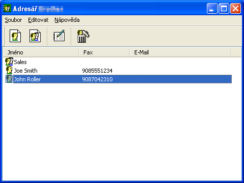 Program PC-FAX (pouze SP 1200SF) Adresář 5 a Klepněte na tlačítko Start, Všechny programy, SP 1200 series, TYPE 1200SF, PC-FAX vysílání a