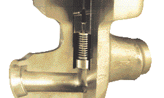 +400 Provedení: Zpětný ventil s přivařovacími konci, s přímým horním dílem, plnoprůchodný, z oceli nebo nerezové oceli.