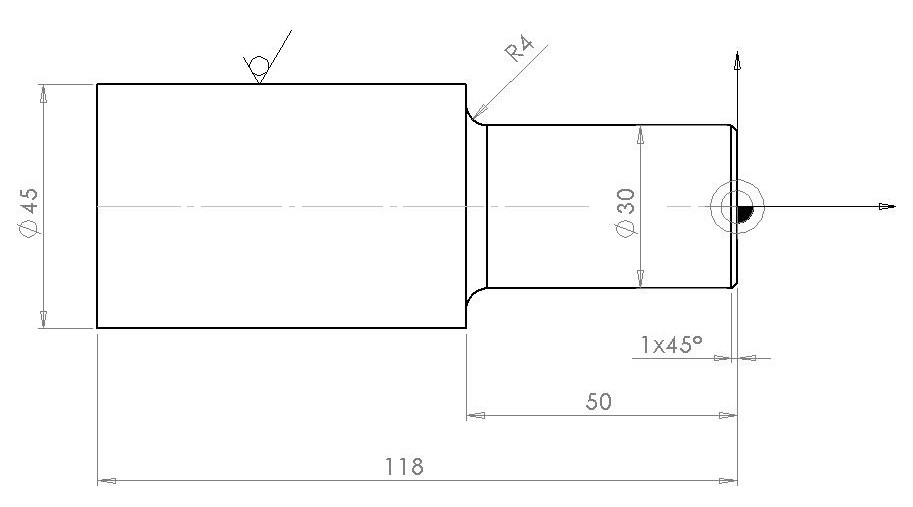 pracovním posuvem F=0.2 mm N050 G00 X41 Z-49.