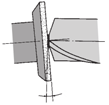 Pro 3břitou frézu použijte miskový kotouč Poznámky k přebrušování (1) Pokud je poškození břitu typu A nebo B dle výše uvedeného diagramu, je nutné nástroj přebrousit.