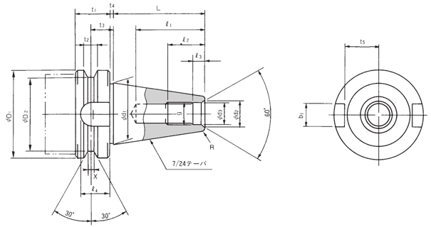 Upínací systémy - normy kuželů Standardní kužel - BT MAS - 43 7/24 7/24 kužel taper (jednotka : mm) Kód BT3 BT4 BT45 BT5 ød1 ød2 t1 t2 t3 t4 ød1 ød2 ød3 L R1 R2 R3 g R4 (min.) (min.