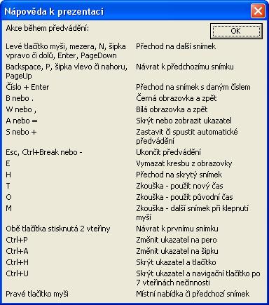 Časování Pokud chceme, aby prezentace probíhala bez našeho zásahu, je výhodné si předem nastavit časování. (Prezentace/vyzkoušet časování).