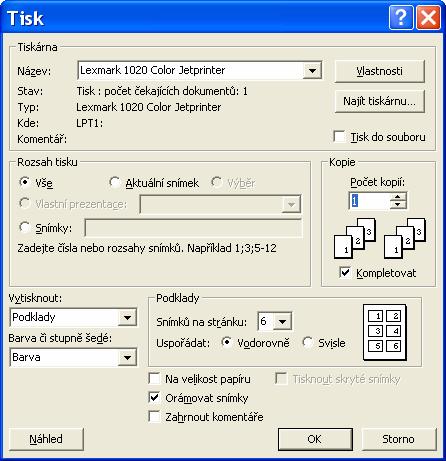 Příprava podkladů a tisk prezentací Tabulky a grafy Poznámky Píšeme v Normálním zobrazení do podokna Poznámky.