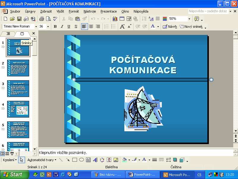 PRÁCE V PROGRAMU PowerPoint START PROGRAMU 1. START PROGRAMY - MS Office MS PowerPoint 2. Kliknutí na ikonu programu PowerPoint v sekci pro snadné spouštění programů v hlavním panelu. 3.