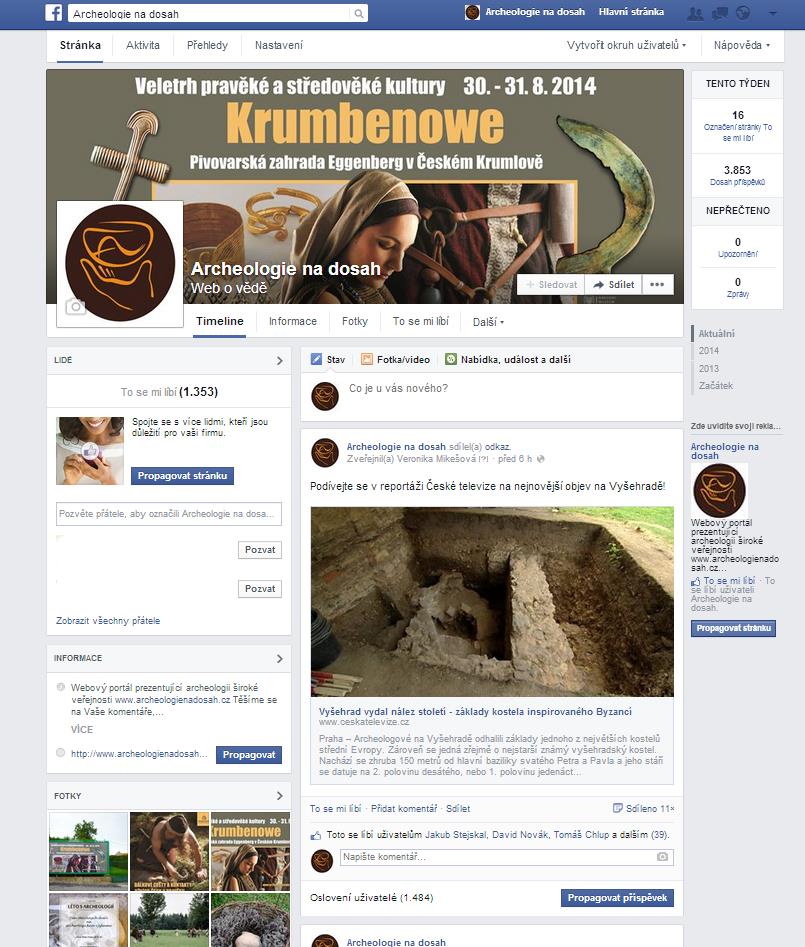 Facebooková stránka Archeologie na dosah- www.