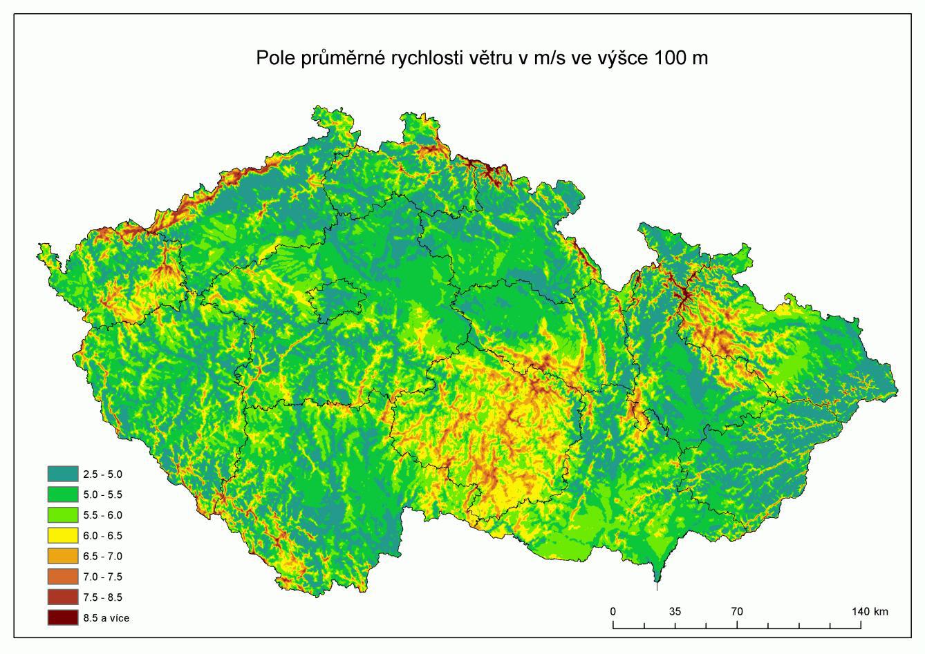 1. Potenciál větrné energie Uvažovaný potenciál instalovaného výkonu a výroby větrné energie vychází ze studie 3 a její aktualizace 4, zpracovaných Ústavem fyziky atmosféry AV ČR.