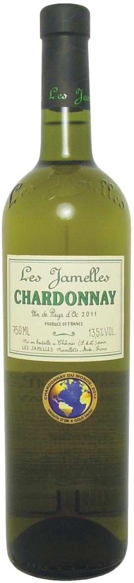 Chardonnay zahraniční bíá vína Les Jamees, Languedoc-Rousion, Francie vinařská obec Languedoc-Roussiion VdP barva je zatavě žutá vůně je vemi příjemná, proínají se v ní zraé ovocné tóny tropického