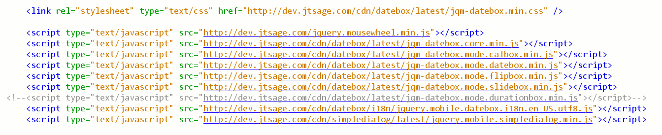 Ukázka pro DateBox Poněkud komplikovanější na pochopení, je modulární Template se vzdálenými soubory (duration deaktivována): <link rel="stylesheet" type="text/css" href="http://dev.jtsage.