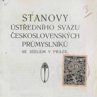 Svaz průmyslu a dopravy ČR v datech 1918 ustavující Valná hromada Českého svazu průmyslníků (18.