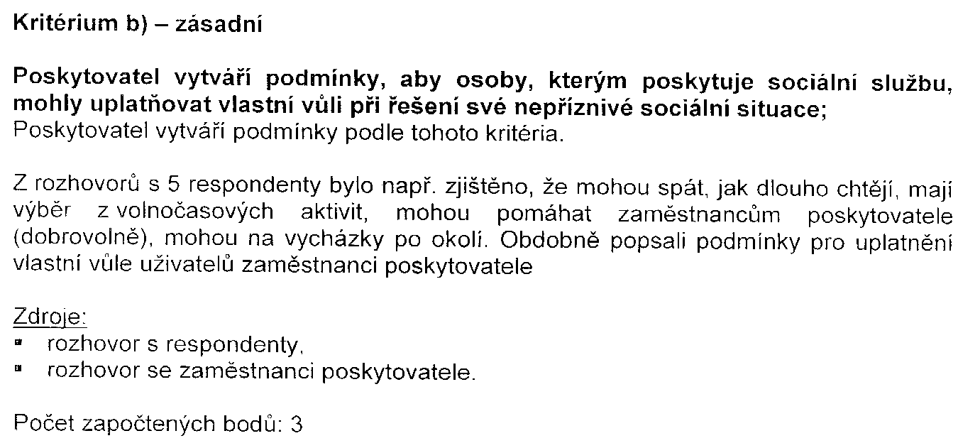 Standardy kvality sociálních služeb, kritérium 1 b) Obrázek 7: Inspekční zpráva, str. 11 Výpověď nedobrovolného uživatele (obrázek č.