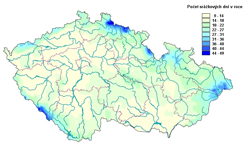 Nepřímé působení větru Vítr přemisťuje i vodní páru a tím určuje charakter srážek v dané oblasti Vznik srážkového stínu