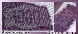 Soutisková značka Z jedné strany bankovky je viditelná pouze jedna část značky, z druhé strany část zbývající.