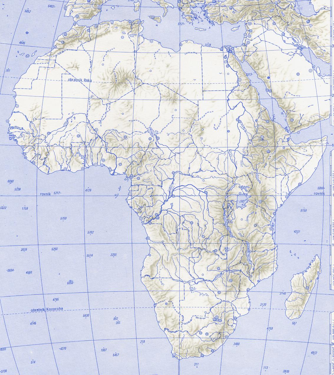 Pracovní list č. 28 Afrika procvičování pojmů fyzické orientace Úkol: Do mapky zapiš (číslem!) daný pojem.