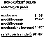 odvod většinou mimo objekt Sklon střechy Typ krytiny