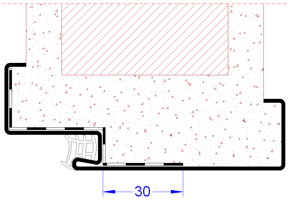 Na obrázku je výstelka vlepena do zárubně typu S. Síla výstelky je standardně od 0,5 mm do 3 mm.