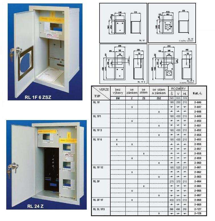 ROZVÁDĚČE NÍZKÉHO NAPĚTÍ Elektroměrové - TYP RL Uplatnění : Technické údaje : rozváděče nn pro vnitřní použití jsou určené jmenovitý stálý proud : ln 100 A v závislostí na vybavení pro rozvod,