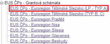 Otevře se seznam formulářů, které jsou k dispozici: Pokud chceme vybrat již