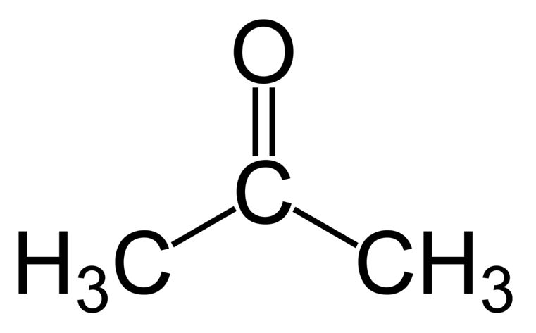 5 Rozpouštědla - aceton Jedná se o významné organické rozpouštědlo, jehož charakteristickou skupinou je karbonyl, který způsobuje jeho