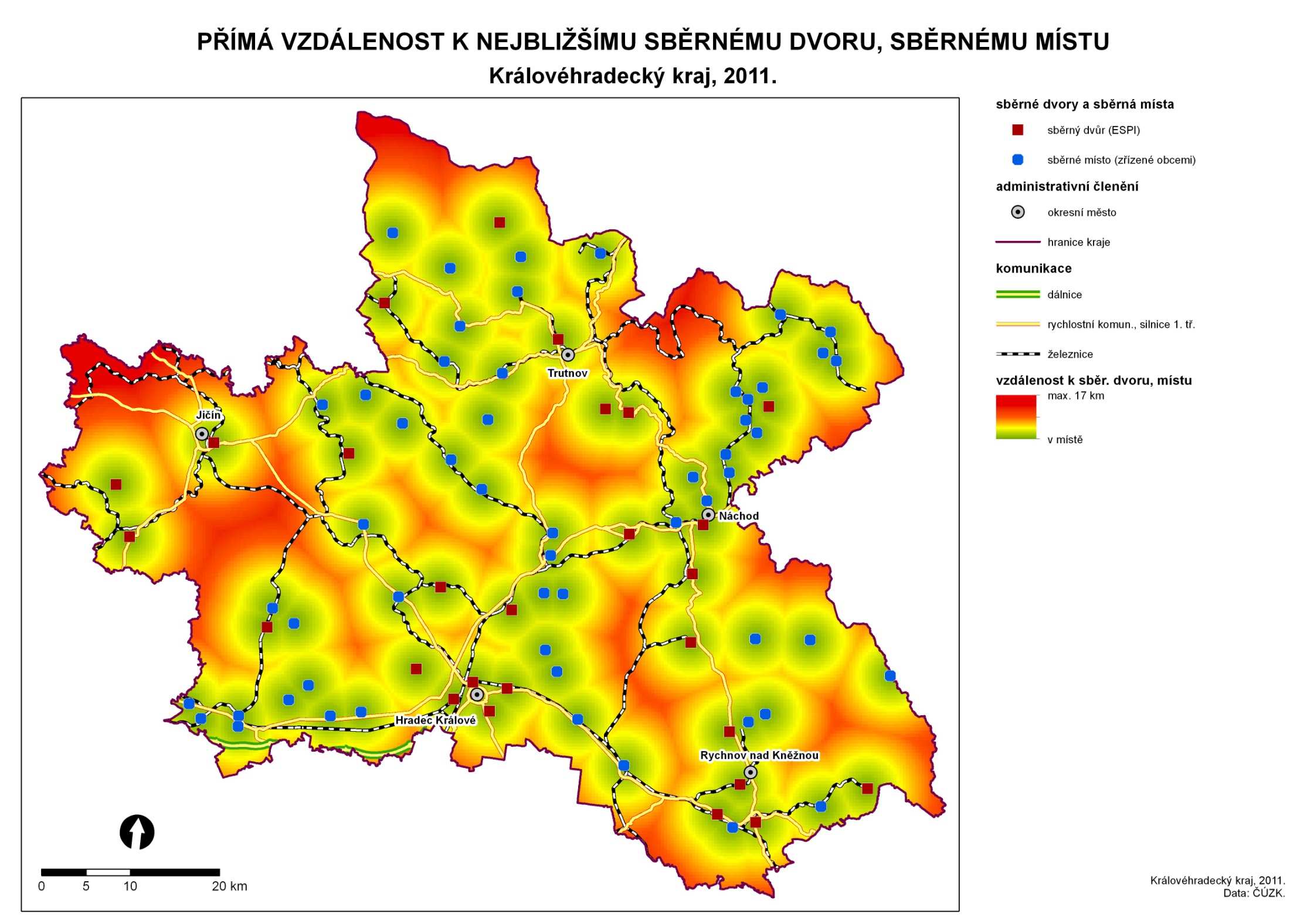 Mapa 3 Přímá vzdálenost