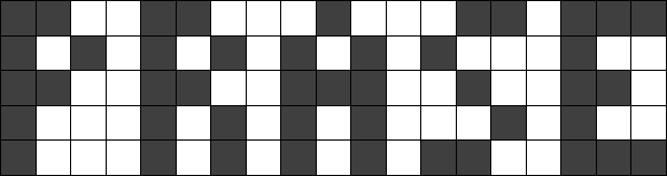 Rozšifrujte obrázek do čtvereřkované mřížky: 2, 2, 2, 3, 1, 3, 2, 1, 3 1, 1, 1, 1, 1, 1, 1, 1, 1, 1, 1, 1, 1, 3, 1, 2 2, 2, 2, 2, 3, 2, 1, 2, 2, 1 1, 3, 1, 1, 1, 1, 1, 1, 1, 3, 1, 1, 1, 2 1, 3, 1, 1,