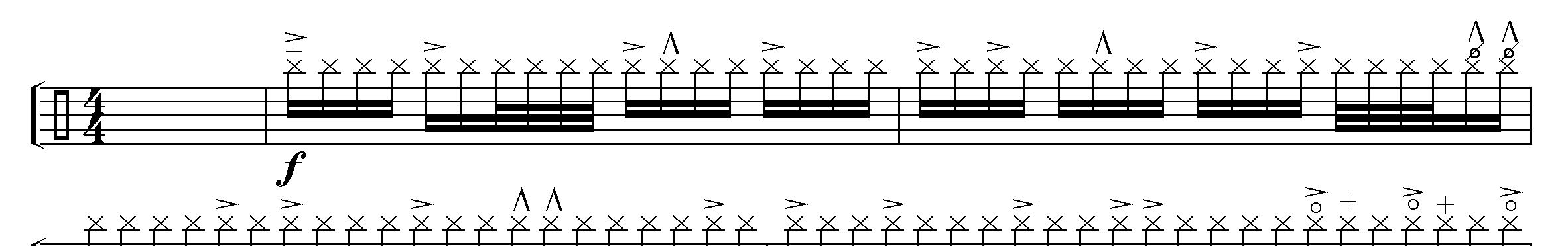 CD 4 Stopa 45. John Mackey Concerto for Percussion Steady Rock: Prvního nástupu Hi-Hat si píliš všímat nemusíte, protože ten se netýká probírané problematiky.
