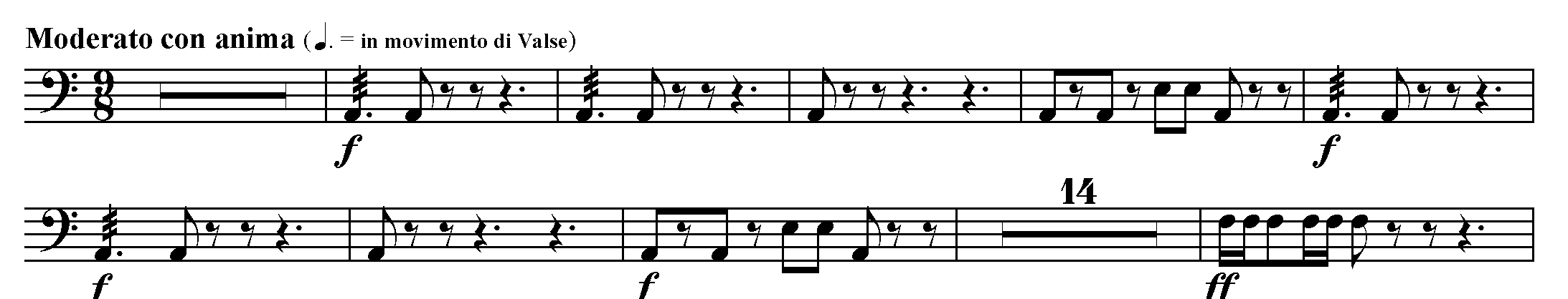 CD 1 Stopa 18. Dmitrij Dmitrijevi Šostakovi Symphony No.7 4. v ta: Part tympán, které hrají v úseku sedmidobého taktu vždy pouze jediný úder na první dob, je velmi chudý.