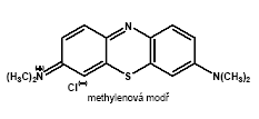 Likvidace roztoku po provedení reakce je možná v kanalizaci po naředění vodou. Methylenová modř Methylenová modř patří mezi bezpečné chemikálie, nebezpečná je pouze při požití.