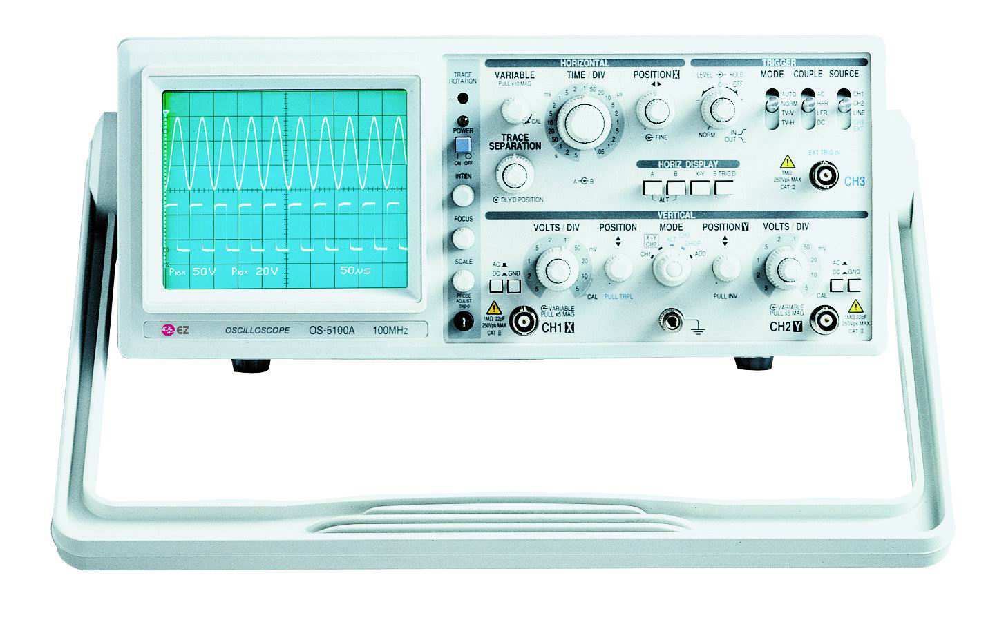 3 Analogové osciloskopy Základní analogový osciloskop, na rozdíl od osciloskopu digitálního zobrazuje připojený signál nepřetržitě, bez vzorkování, matematických výpočtů a aproximací.