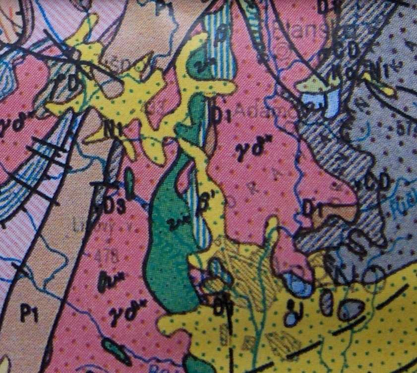 - 7-2. Geologická mapa oblasti Mapa číslo 1. Výřez z geologické mapy 1: 1 000 000 zachycující severní okolí Brna.