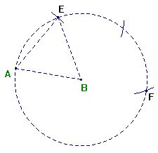 Sestrojíme body E a F. Bod E je vrcholem rovnostranného trojúhelníka ABE.