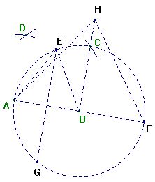 Bod H je vrchol rovnoramenného trojúhelníka AF H, jehož ramena AH a F H mají stejnou délku jako úsečka EG.