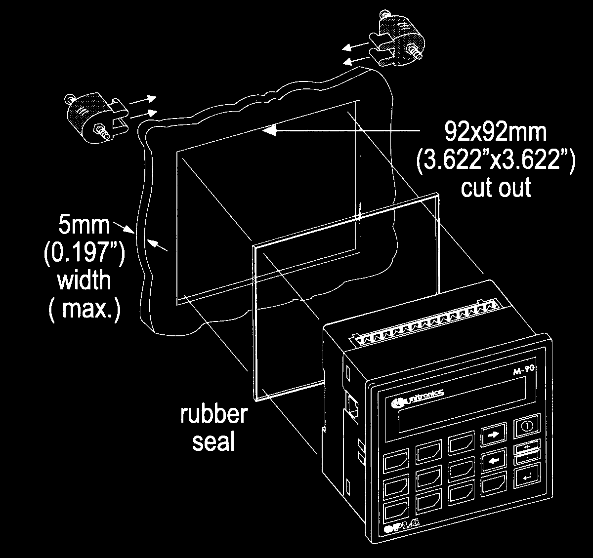 (zacvaknutím) na li tu DIN Rozmûry MontáÏ do panelu Volitelné pfiíslu enství M90/M91: Sady pro GSM Kód zboïí: GSM-KIT-23 (s modemem Wavecom) GSM-KIT-12 (s modemem TC35) Adaptér pro