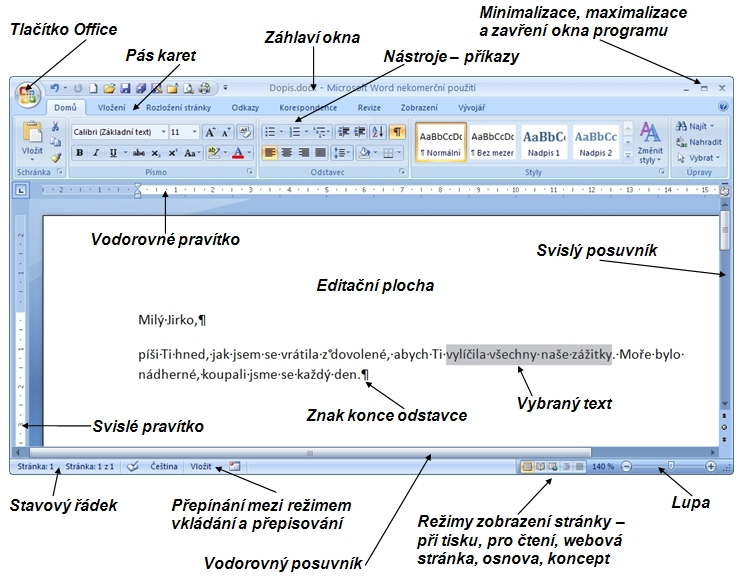 pro jednotlivé zpracovávané dokumenty, dialogová okna, kde je potřeba něco nastavit či upřesnit apod.).