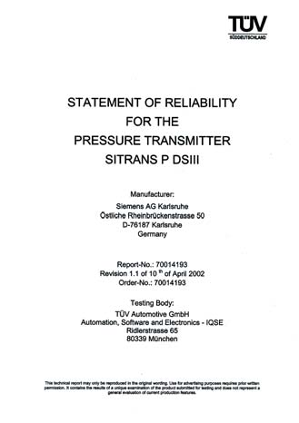 SITRANS P DS III je snímaè se zvláštním bezpeènostním standardem pro tlak, diferenèní tlak, prùtok, absolutní tlak a mìøení hladiny.