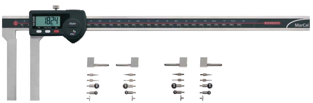 - 1-14 Univerzální posuvné měřítko MarCal 18 EWR-V MarConnect IP65 Mìøicí doteky pro vnìjší mìøení Mìøicí doteky pro vnitøní mìøení Funkce: ON/OFF RESET (vynulování displeje) přepínání mm/inch
