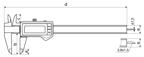 - 1-8 Digitální posuvné měřítko MarCal 16 EWRi s integrovaným vysílačem IP67 Funkce: ON/OFF RESET (vynulování displeje) Přepínání mm/inch Uzamčení reference Auto-ON/OFF Hold (přidržení hodnoty) DATA