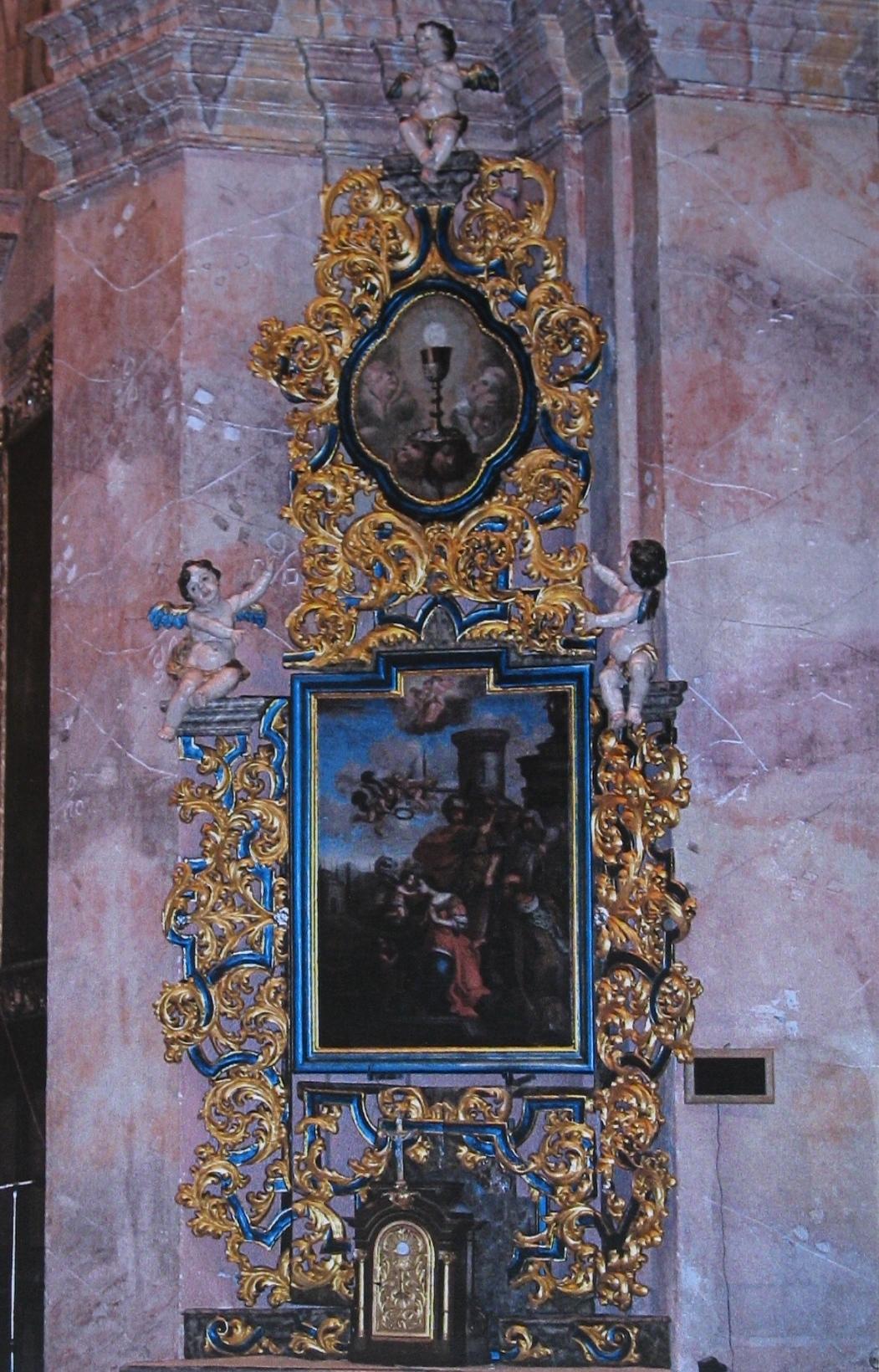 Obrázek 81: Dřevěná skulptura anděla, 2.třetina 18.st, Tištín, kostel sv.