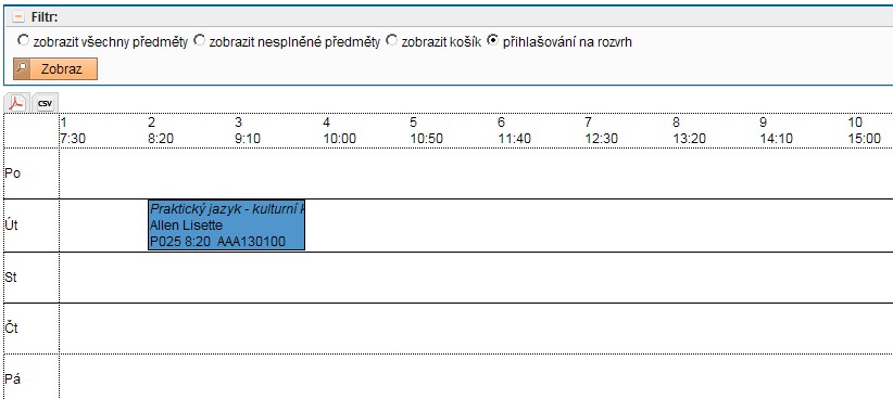 III. Zápis rozvrhu závzně zpsného dvousemestrálního předmětu z předchozího semestru Pokud máte ve svém el.