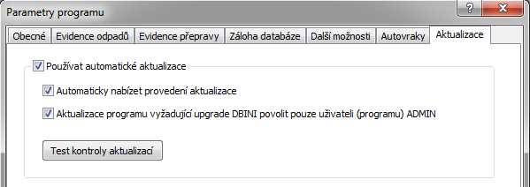 Propojení s klientskými programy INISOFTu Připojení klientských programů fy. INISOFT na službu INISOFT Update se nastavuje v parametrech jednotlivých programů.